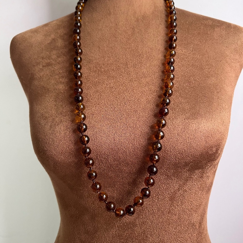 Lia Sophia Faux Amber Resin Beaded Long Necklace 36 Inch Dark Academia